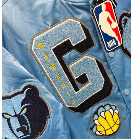 NBA Memphis Grizzlies Retro Mash Up Logo Satin Jacket Pro Standard XL NEW! - Picture 6 of 6